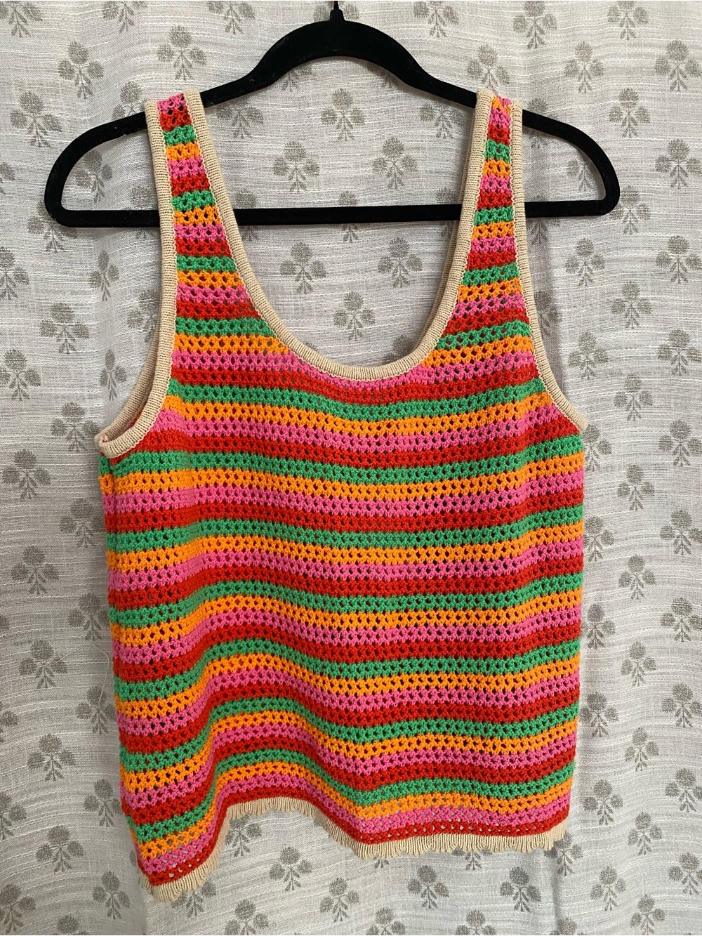 Primark Multicolor Striped Crochet Tank Top
